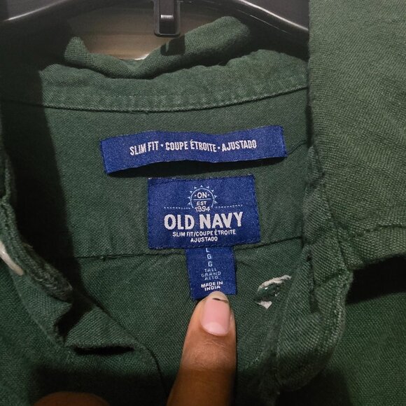 Old Navy Men's Casual Green Slim Fit Button-Up Shirt Size Large - Picture 2 of 6